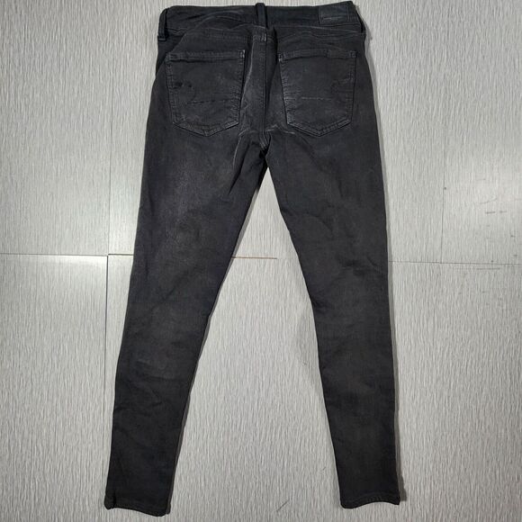 American Eagle Womens Mid-Rise Jegging Black Denim Jeans Distressed Size 4 - Picture 6 of 12